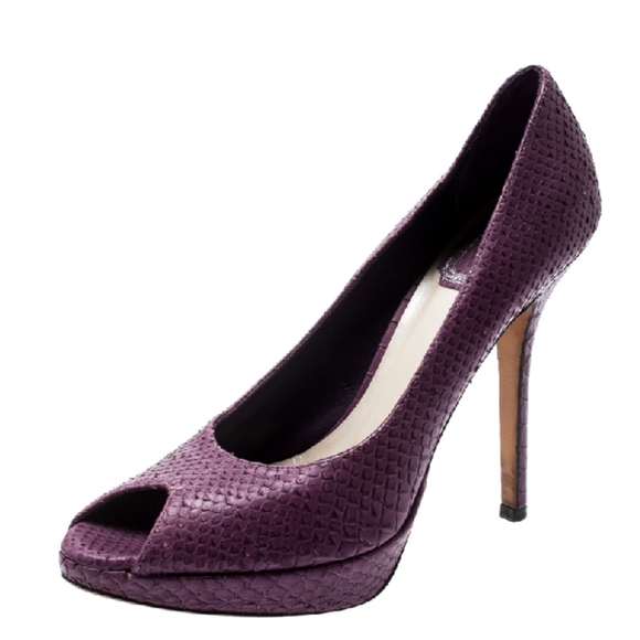 Christian Dior | Purple | Snakeskin Peep H… - Picture 2 of 12